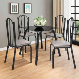 Conjunto de Mesa Lotus 75cm com 4 Cadeiras 121 Preto Platina Artefamol - 2