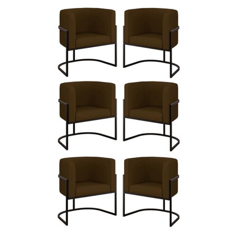 Kit 6 Cadeiras Poltrona Lua Corino Sala Quarto Preto Balaqui Cor:marrom