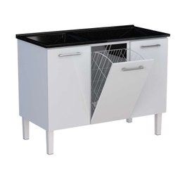 Gabinete de Lavanderia Preto em Aço com Tanque Sintético Preto e Cesto Basculante Max Cozimax - 1