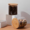 Ver imagem 5 de Kit 4 Potes Herméticos Vidro Tampa Bambu 10 X 10 Cm 650ml