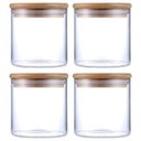 Ver imagem 1 de Kit 4 Potes Herméticos Vidro Tampa Bambu 10 X 10 Cm 650ml