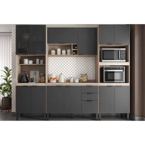 Kit Cozinha Demóbile 4 Peças Firenze C4p252 Avena/grafito