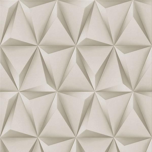Papel De Parede Geométrico 3D Marfim - 1
