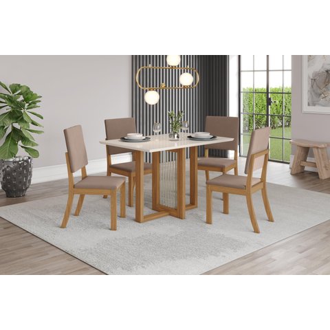 Mesa de Jantar Natali 120 4 Cad. Milla Amendoa - Henn