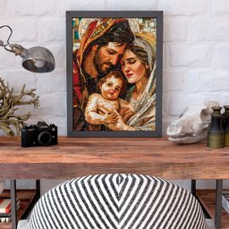 Quadro Decorativo Inspiração Familia de Jesus Mosaico Parede - 4