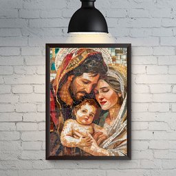 Quadro Decorativo Inspiração Familia de Jesus Mosaico Parede - 6