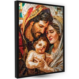 Quadro Decorativo Inspiração Familia de Jesus Mosaico Parede - 5