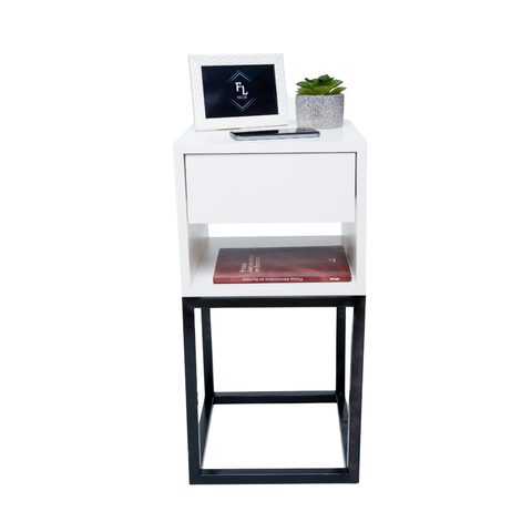 Mesa de Cabeceira Industrial 30 Base Preta - Enviamos Montado