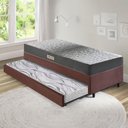 Ver imagem 1 de Bicama Box Solteiro Suede Marrom 88x188x28 Cm com Colchão Dual Firm Espuma e Colchão Auxiliar