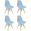 Ver imagem 3 de Kit 4 Cadeiras Charles Eames Eiffel Wood Design - Azul Claro