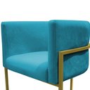 Ver imagem 3 de Kit 2 Poltronas Reforçada Decorativa Sala Carla Base Ferro Dourada Suede Azul Tifany