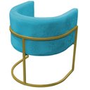Ver imagem 5 de Kit 2 Poltronas Reforçada Decorativa Sala Carla Base Ferro Dourada Suede Azul Tifany