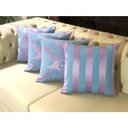 Ver imagem 2 de Kit 4 Capas de Almofadas Composê Medalhão e Listrado Rosa com Azul 45cmx45cm