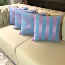 Ver imagem 3 de Kit 4 Capas de Almofadas Composê Medalhão e Listrado Rosa com Azul 45cmx45cm