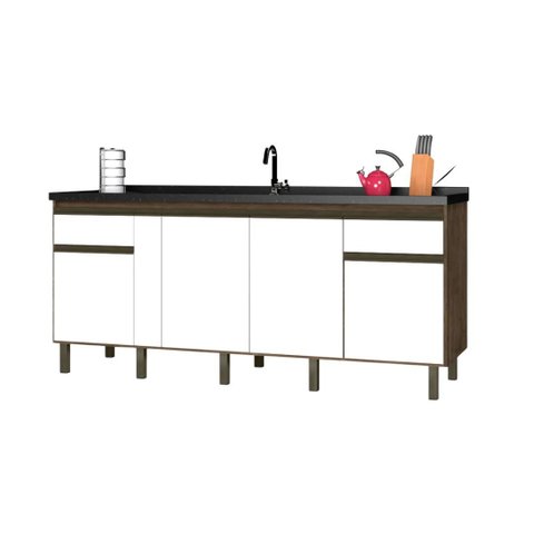 Gabinete Cozinha 174cm Armário Avelato 4 Portas e 100% Mdf:avelato/branco