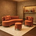 Ver imagem 3 de Kit Decorativo Sofá Curvo Orgânico + 01 Puff e Poltrona Luna Boucle Terracota - Montanaris Decor