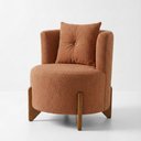 Ver imagem 4 de Kit Decorativo Sofá Curvo Orgânico + 01 Puff e Poltrona Luna Boucle Terracota - Montanaris Decor
