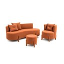 Ver imagem 1 de Kit Decorativo Sofá Curvo Orgânico + 01 Puff e Poltrona Luna Boucle Terracota - Montanaris Decor