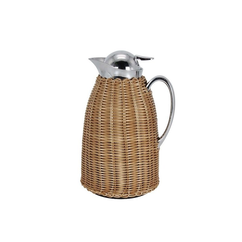 Garrafa Térmica Revestida em Plástico com Rattan 950ml L18xp16xa26,5cm Cor Marrom - 2