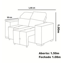 Sofá Retrátil Reclinável Suede Cancún P/ Sala 1,40m Suede Cinza - 3