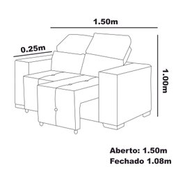 Sofá Retrátil Reclinável Suede Cancún P/ Sala 1,50m - 3