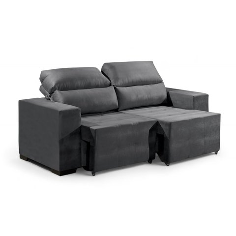 Sofá Retrátil Reclinável Suede Cancún P/ Sala 1,40m Suede Cinza