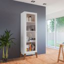 Ver imagem 1 de Cristaleira Malta 1 Porta Vidro 40x37x158 Cm Branco Genialflex
