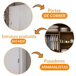 Guarda-roupa Casal 3 Portas de Correr Dora Rufato - 5