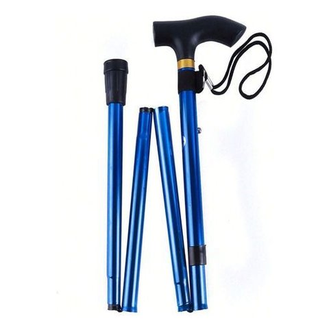 Bengala Retrátil Dobrável Ajustável Alum Tipo T de Ate 200kg:azul