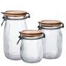 Jogo 3 Potes Vidro Hermético Versalhes Tampa Bambu Trava Prime - Lehaví - 1