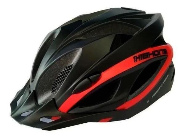 Capacete Ciclismo Bike Mtb High One Win Preto Vermelho Led G