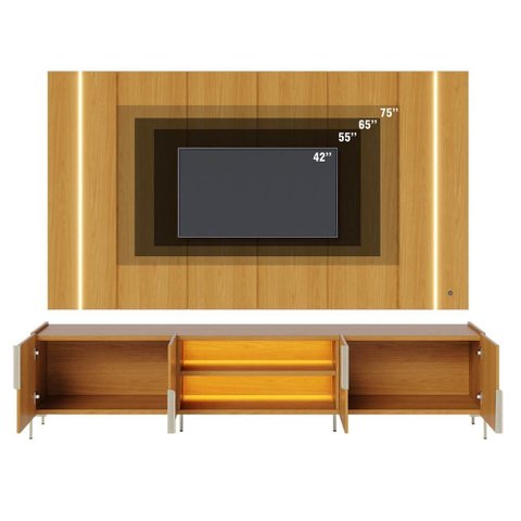 Rack Bancada com Painel Suspenso Maggiore para Tv até 75 Polegadas Naturale Colibri