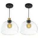 Ver imagem 1 de Kit 2 Lustre Pendente Château Bola Grande Vidro Preto Gold