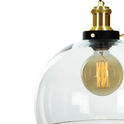 Lustre Pendente Château Bola Grande Vidro Preto c /Gold 30 - 5