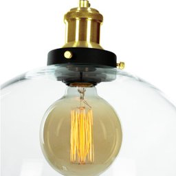 Lustre Pendente Château Bola Grande Vidro Preto c /Gold 30 - 4