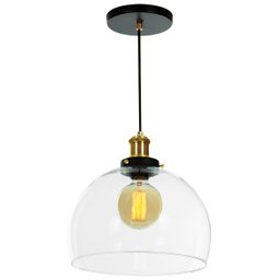 Lustre Pendente Château Bola Grande Vidro Preto c /Gold 30 - 2