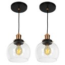 Ver imagem 1 de kit 2 Lustre Pendente Château Bola Media Vidro Preto /Cobre