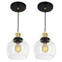Ver imagem 1 de Kit 2 Lustre Pendente Château Bola Media Vidro Preto C/Gold