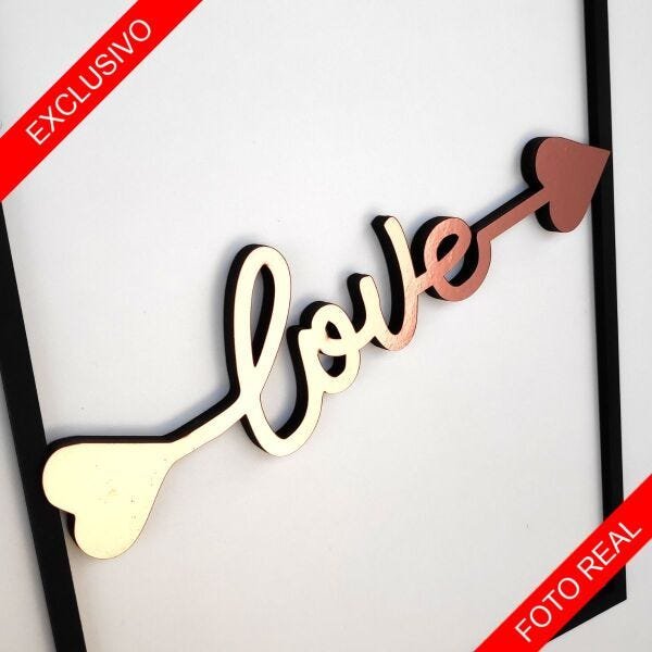 Quadro Decorativo Love Cupido Rosé Gold Espelhado Premium - 5