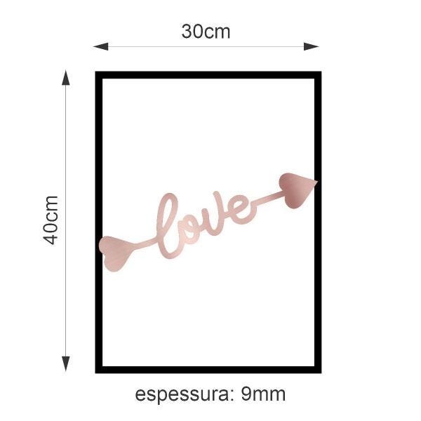 Quadro Decorativo Love Cupido Rosé Gold Espelhado Premium - 6