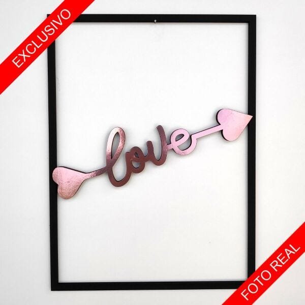 Quadro Decorativo Love Cupido Rosé Gold Espelhado Premium - 3