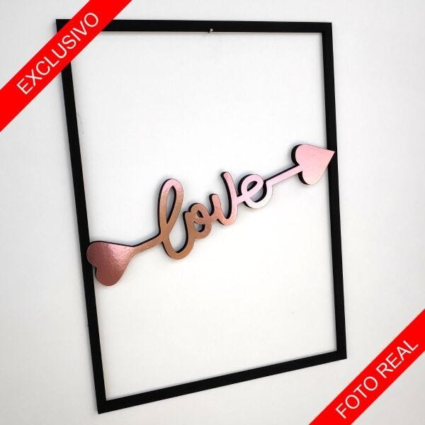 Quadro Decorativo Love Cupido Rosé Gold Espelhado Premium - 4