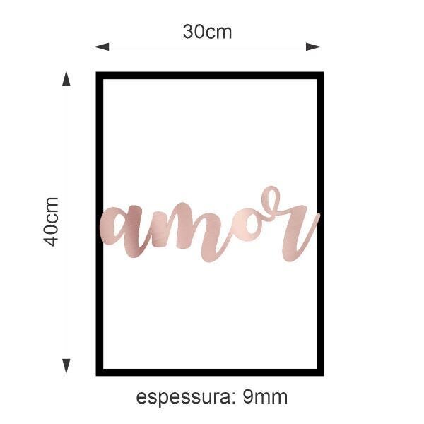 Quadro Decorativo Amor Rosé Gold Espelhado Premium - 6