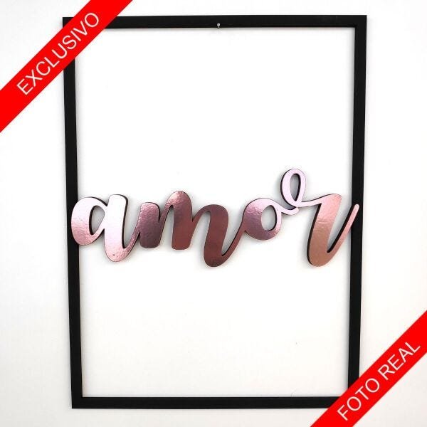 Quadro Decorativo Amor Rosé Gold Espelhado Premium - 3