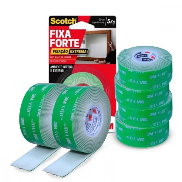 Kit 6 Fitas Adesivas Dupla Face Fixa Forte 24mmx2M Scotch 3M Do Brasil ...