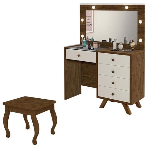 Penteadeira Camarim Luna com Banqueta Malbec Off White – Luapa Móveis