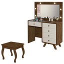 Ver imagem 1 de Penteadeira Camarim Luna com Banqueta Malbec Off White – Luapa Móveis