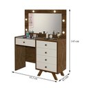 Ver imagem 3 de Penteadeira Camarim Luna com Banqueta Malbec Off White – Luapa Móveis