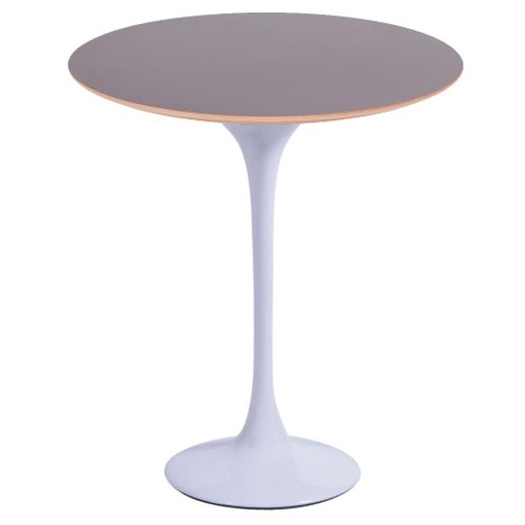 Mesa Saarinen Lateral Oval Fórmica Preta 57x38cm - Base Branca