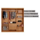 Ver imagem 3 de Guarda-Roupa Casal 100% MDF com 3 Portas de Correr e 4 Gavetas 182cm Multimóveis CR35537 Madeirado